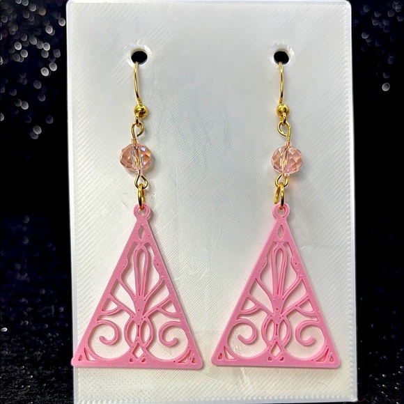 Pink Triangle Earrings - Picture 1 of 4